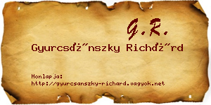 Gyurcsánszky Richárd névjegykártya